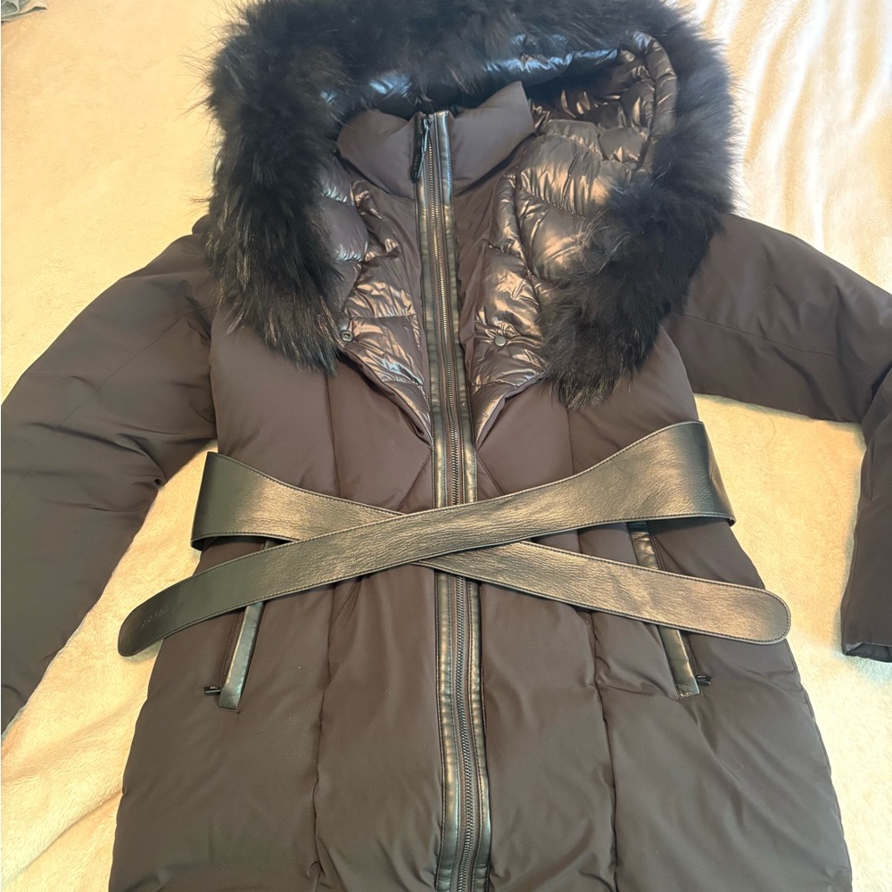 RUDSAK Black Puffer Coat with Fur Trim